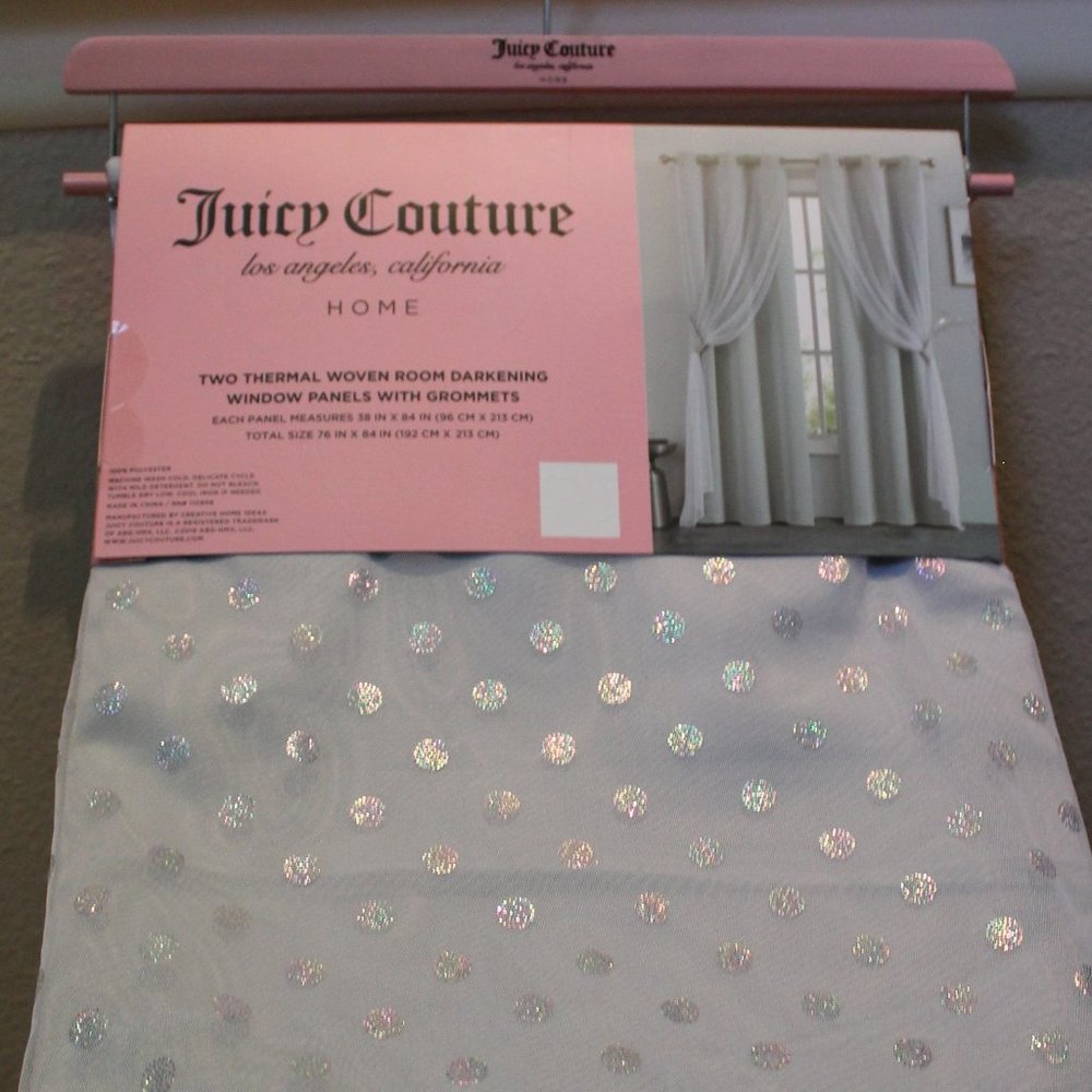 Juicy Couture Thermal Room Darkening Window Panels with Sheer Shimmer Overlay - Picture 1 of 7